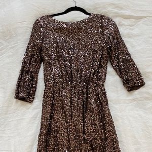 Alice and Olivia bronze sequins cocktail dress.